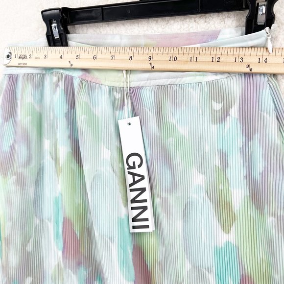 GANNI Watercolor Printed pleated georgette maxi skirt Size 38 NWT US 6 - Picture 14 of 15